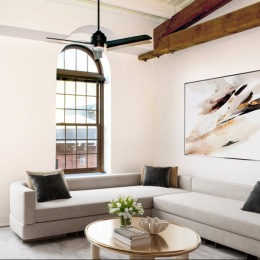 Open space living area with natural lighting