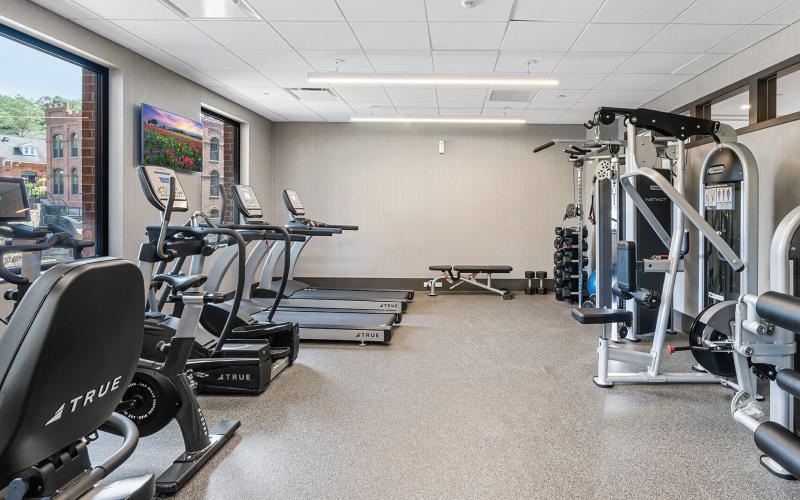 a gym with exercise equipment